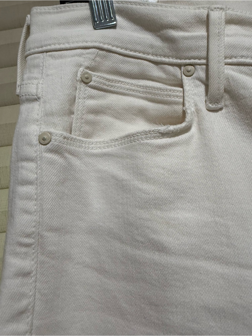MOTHER White High-Rise Cropped Jeans with Raw Frayed Hem - Picture 5 of 8
